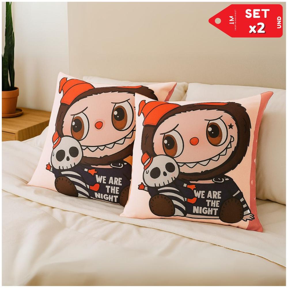 Almohada Cojin de Cama Labubu Set x2 Rojo