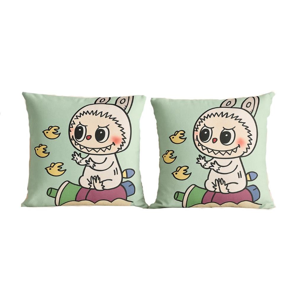 Almohada Cojin de Cama Labubu Set x2 Verde Agua