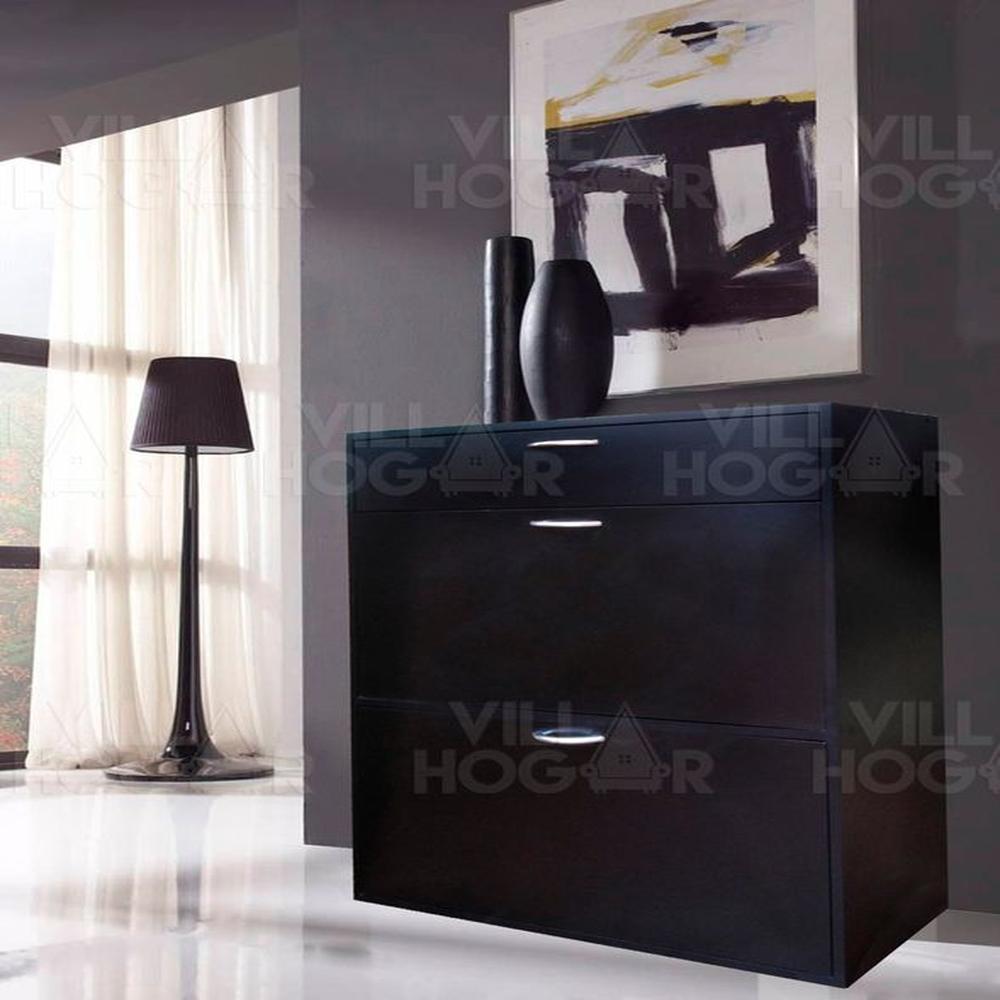 Zapatera velador negro almacena 24 pares de zapatos