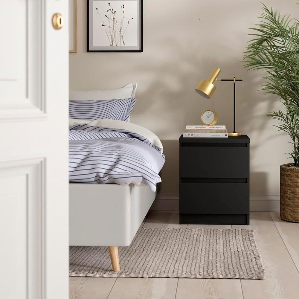 Velador Yeimi de 2 cajones negro - Villa Hogar