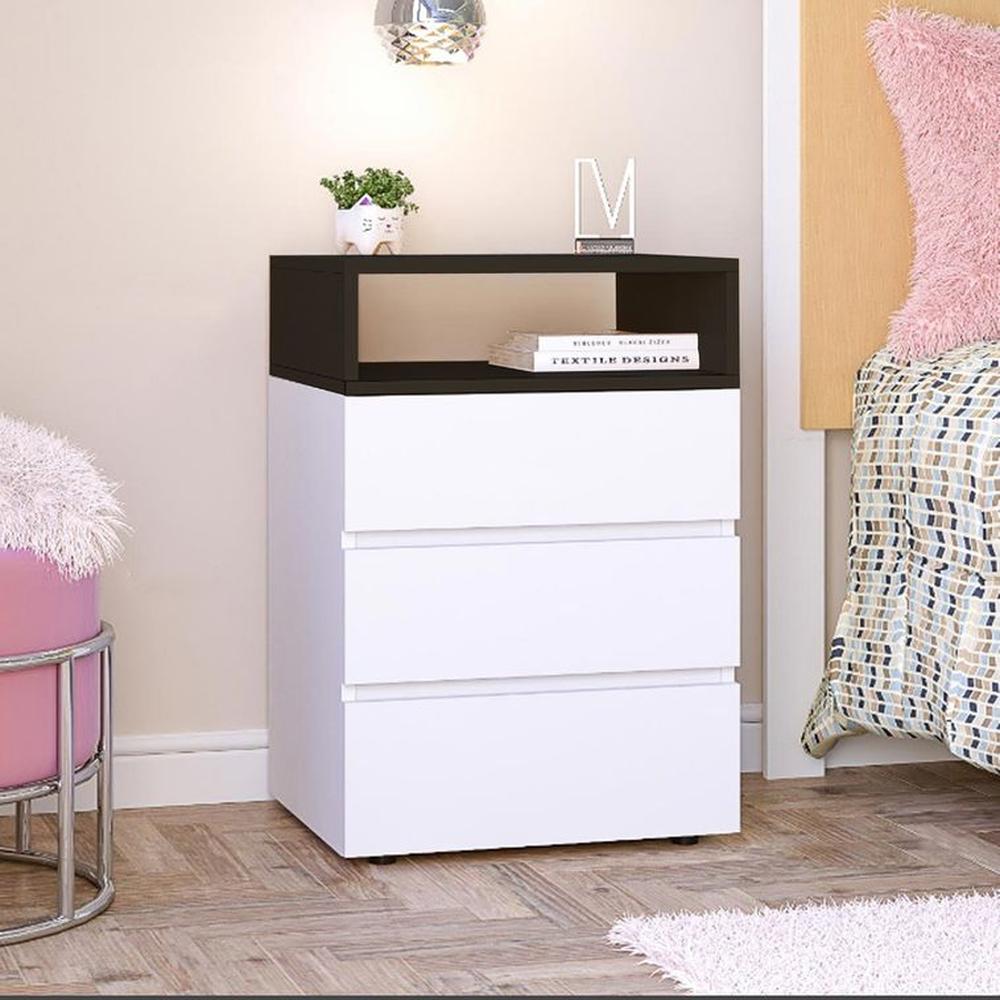 Velador Bruss blanco con cubo negro - Villa Hogar