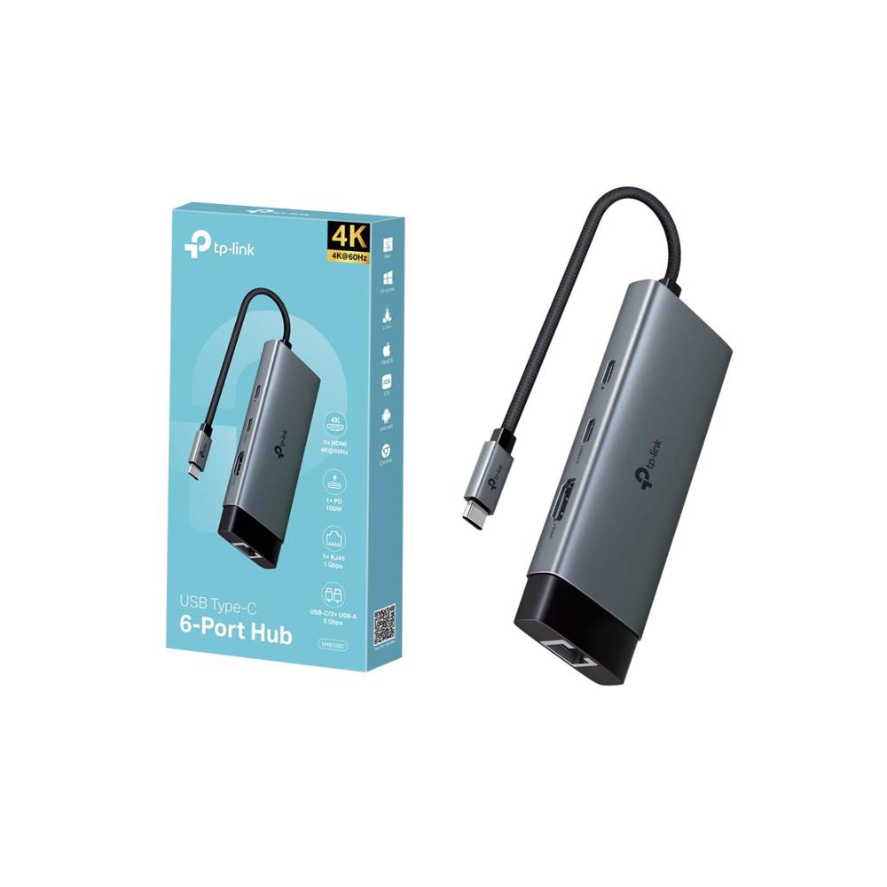 Hub UH6120C Tp-Link USB Tipo C 6 puertos en 1 puertos HDMI 4K a 60Hz ethernet 1 Gbps Hub UH6120C Tp-Link USB Tipo C 6 puertos en 1 puertos HDMI 4K a 60Hz ethernet 1 Gbps
