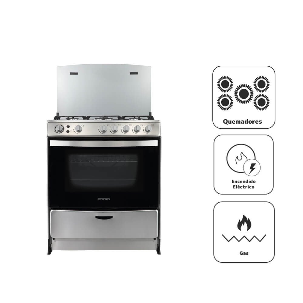 Cocina a Gas BLACKLINE 5 Quemadores 30A5G001P Stainless steel