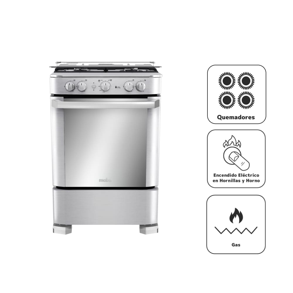 Cocina a Gas MABE 4 Quemadores CMP6060FX1 Inox