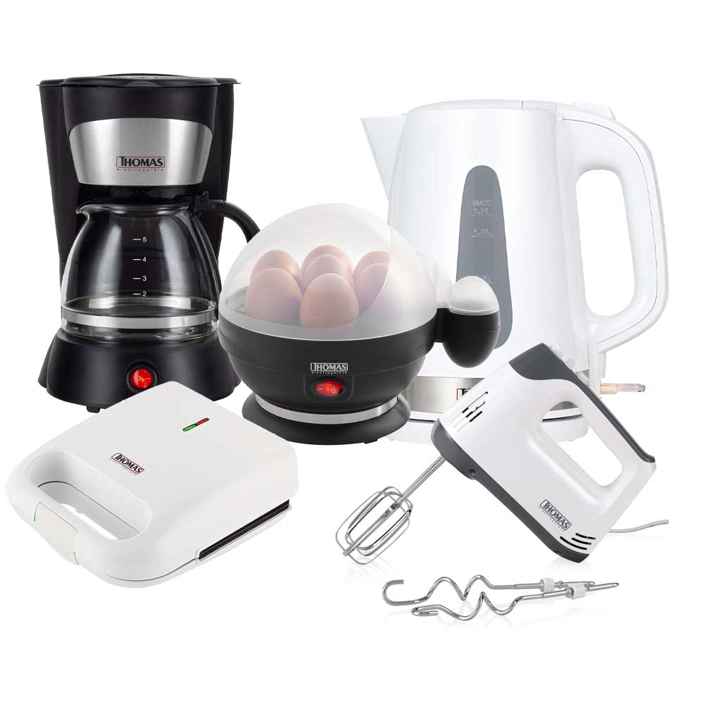 Pack THOMAS Batidora TH-8832M + Cafetera TH-130 + Cocedor de huevos TH-80 + Hervidor TH-4340 + Sandwichera TH-952