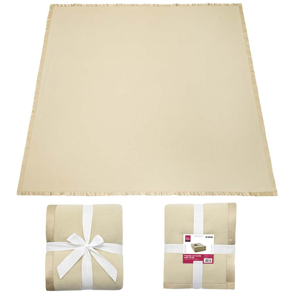 Frazada VIVA HOME Con Borde Satin 1.5 Plazas (Modelos Aleatorios)