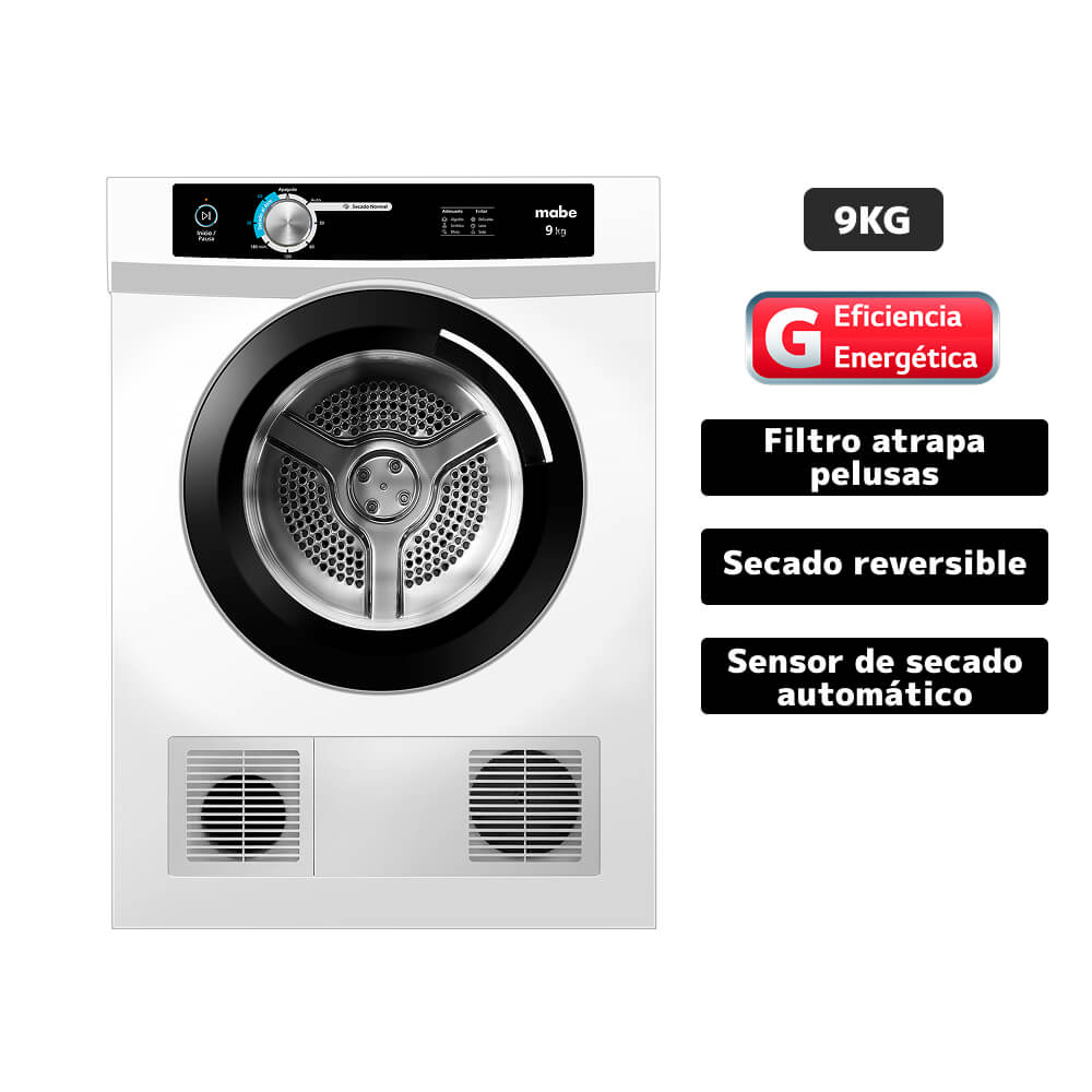 Secadora Eléctrica MABE Carga Frontal 9 Kg SEM090VBBB0 Blanco