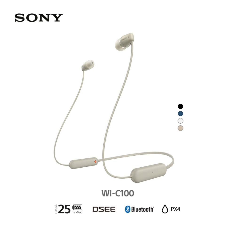 Sony Audífonos Bluetooth WI-C100 in Ear Crema