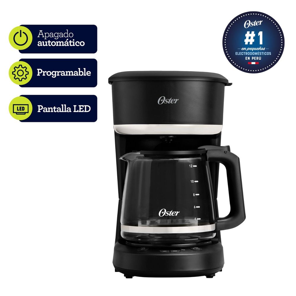 Cafetera Oster programable 12 tazas BVSTDCP121B Negra