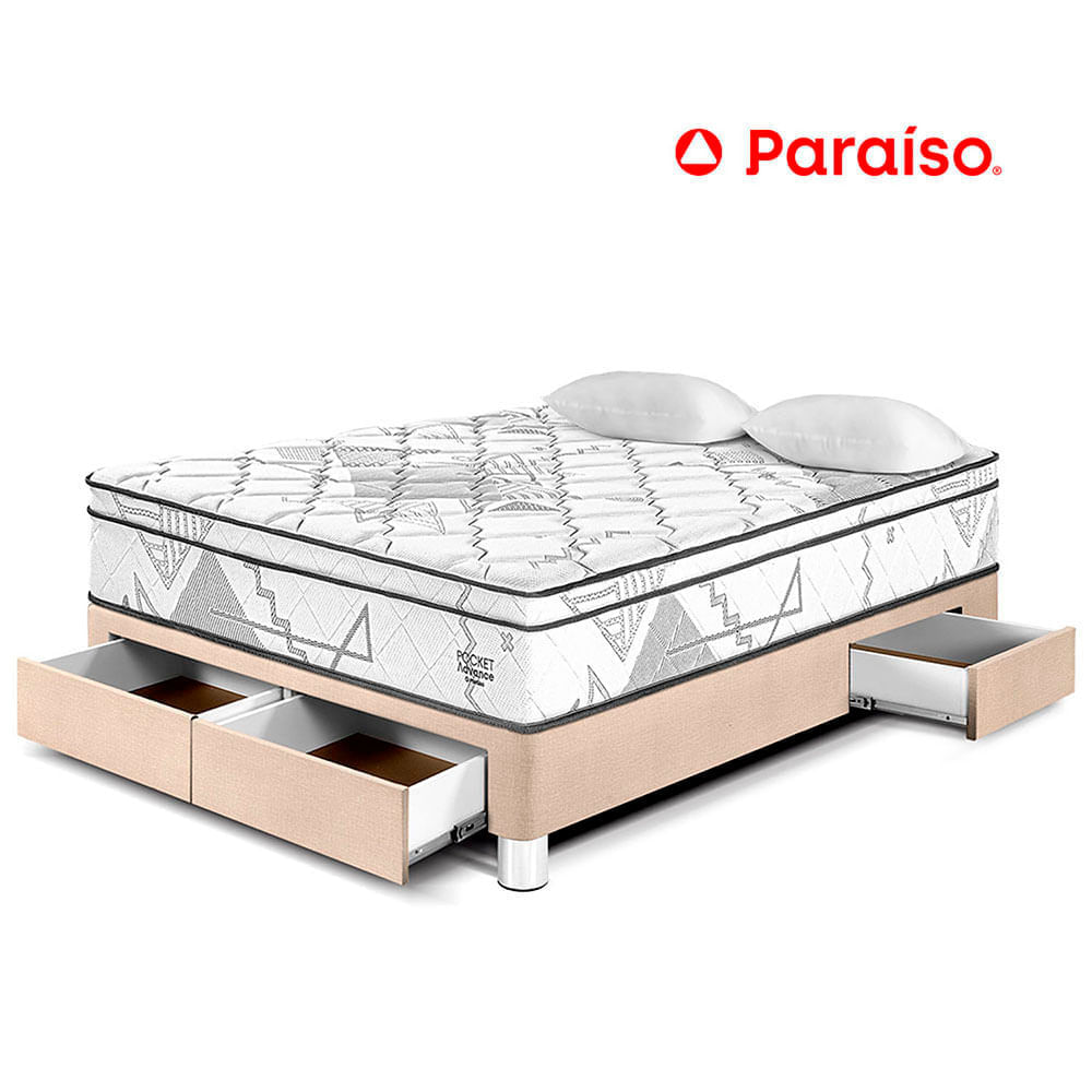 Cama Pocket Advance 2 Plazas con Cajones Champagne