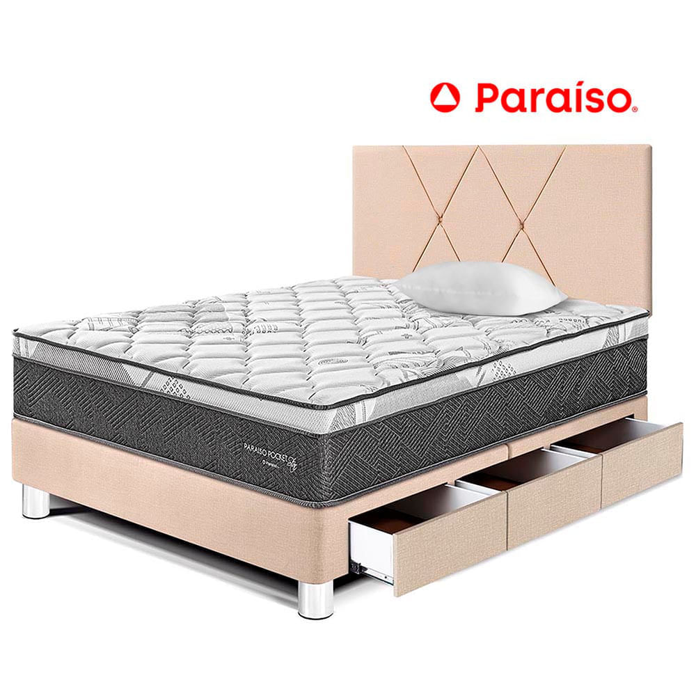 Dormitorio Pocket Star 1.5 Plazas con Cajones Champagne