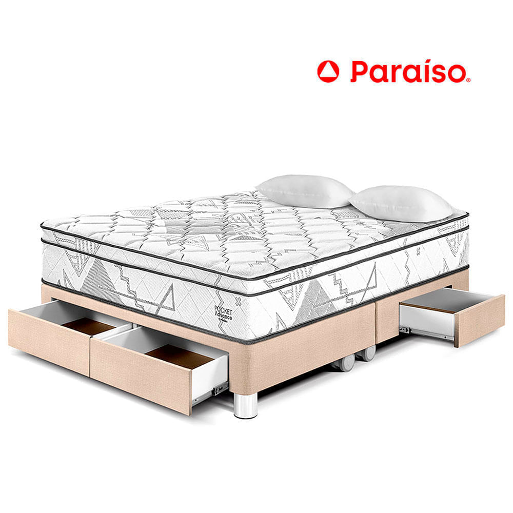 Cama Pocket Advance Queen con Cajones Champagne