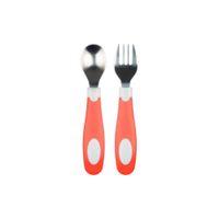 Set De Cuchara Y Tenedor Dr Browns De Agarre Suave Rojo