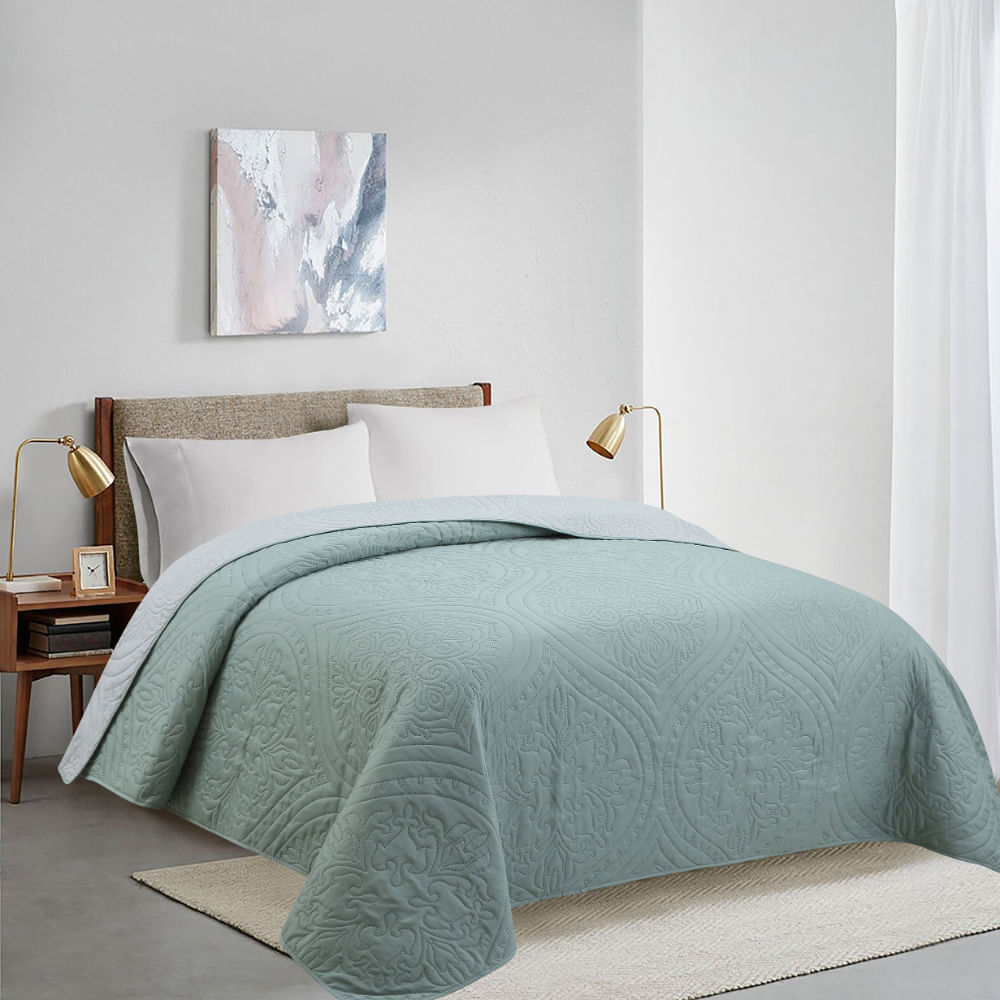 Cubrecama OI25 Ultrasonic Solido Verde Gris