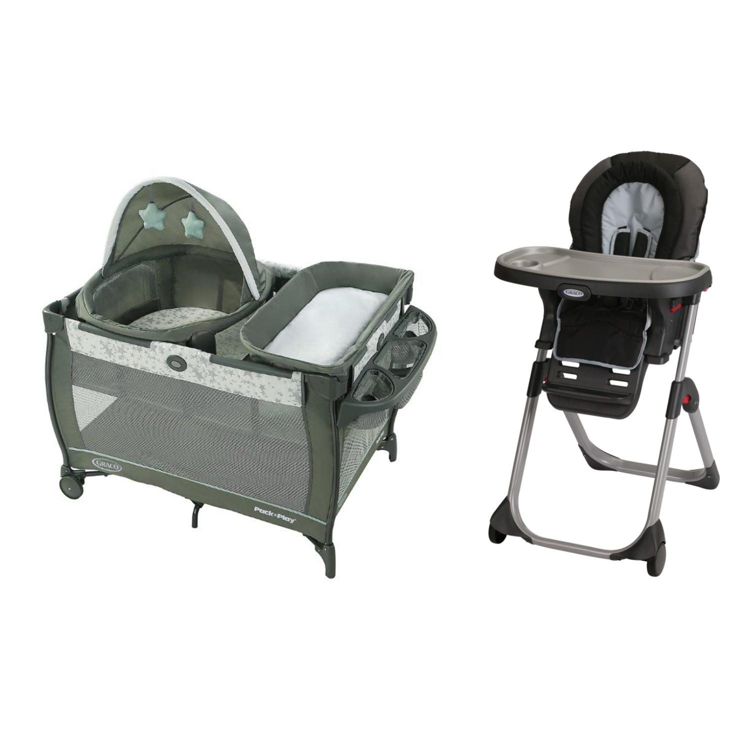Cuna Pack And Play Graco Travel Dome Oskar + Silla De Comer Duodiner