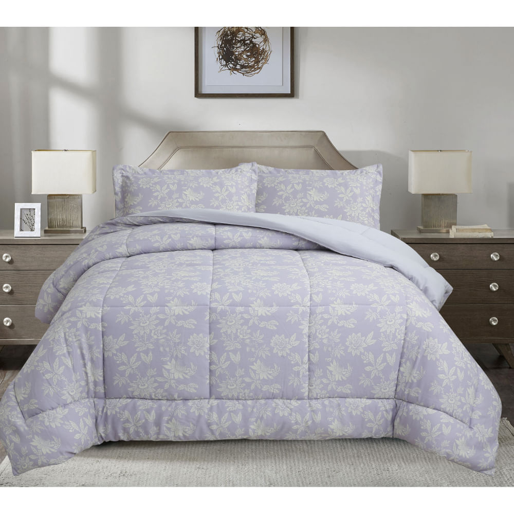 Edredón OI25 Print Flores Lila
