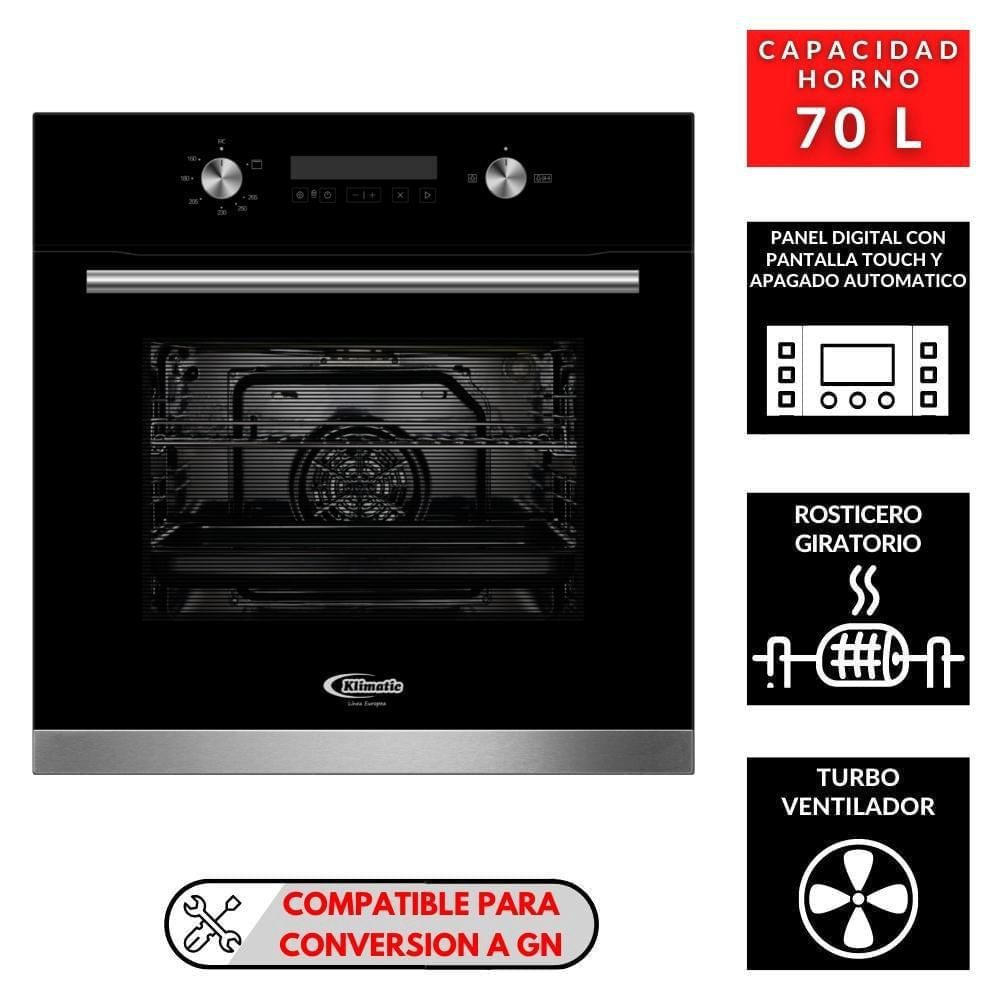 Horno Empotrable A Gas Klimatic Bonn Negro