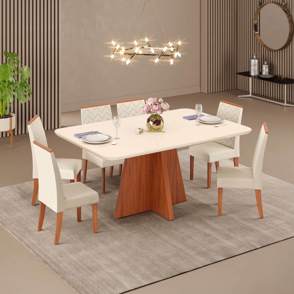 Juego De Comedor Amalia 6 Sillas Off White X