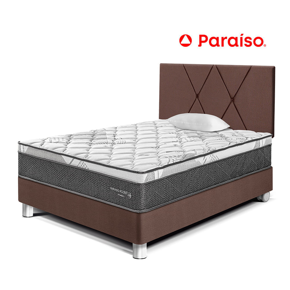 Dormitorio Pocket Star 1.5 Plazas Cabecera Loft + 1 Almohada + 1 Protector Chocolate