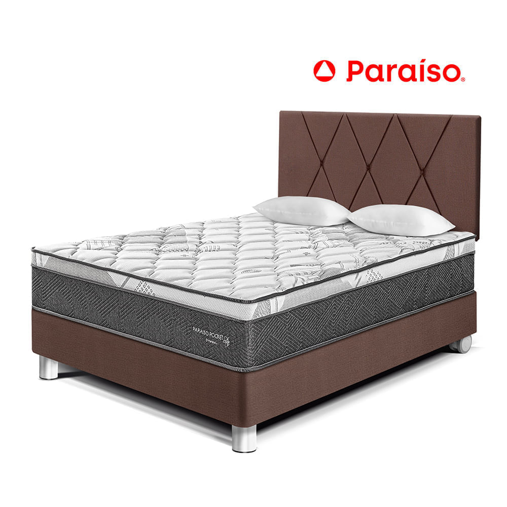 Dormitorio Pocket Star 2 Plazas Cabecera Loft + 2 Almohadas + 1 Protector Chocolate