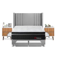 Dormitorio Platinium Con 4 Cajones King + Velador Milan + Respaldo