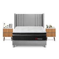 Dormitorio Platinium King + Velador Milan + Respaldo Plata