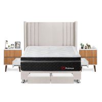 Dormitorio Platinium Con 4 Cajones King + Velador Milan + Respaldo