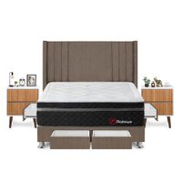 Dormitorio Platinium Con 4 Cajones King + Velador Milan + Respaldo