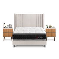 Dormitorio Golden King + Velador Milan + Respaldo Beige