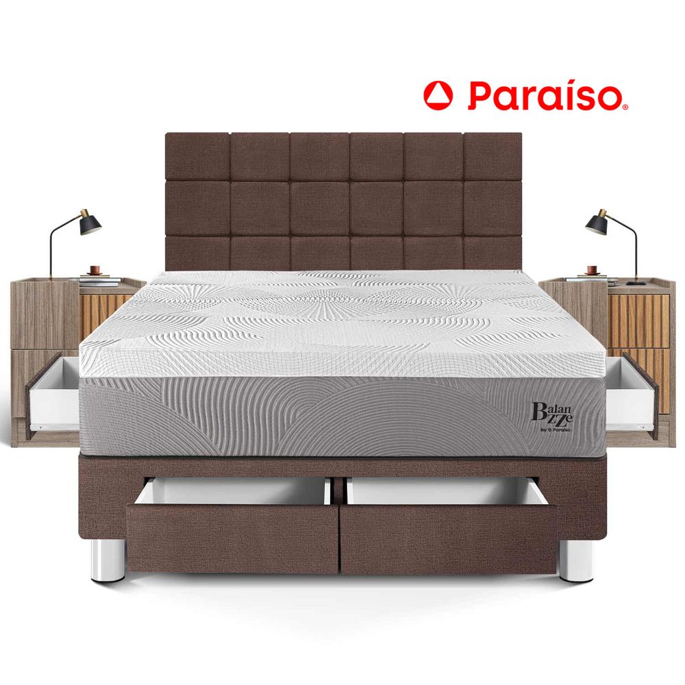 Dormitorio Balanzze Cajones King Cabecera Blocks + 2 Veladores Han