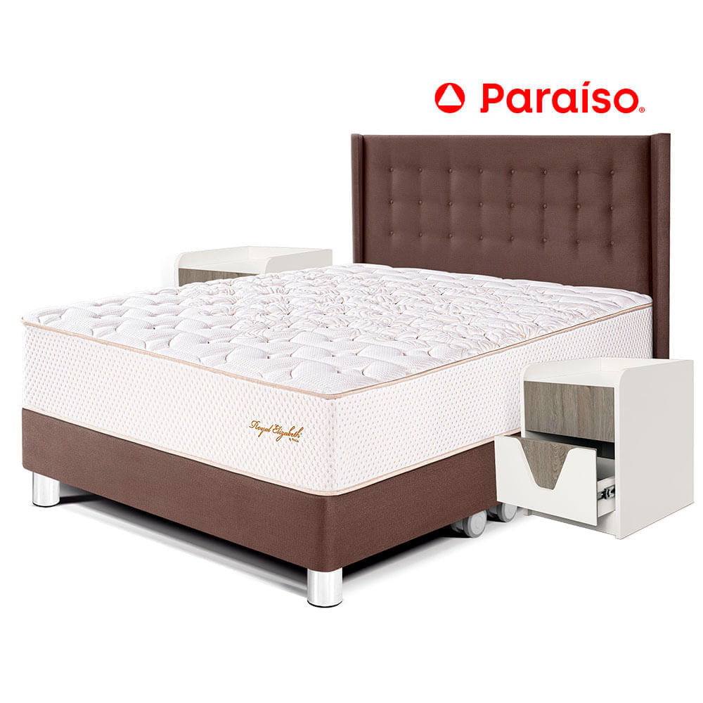 Dormitorio Royal Elizabeth King + 2 Veladores Night + Cabecera Gold Chocolate
