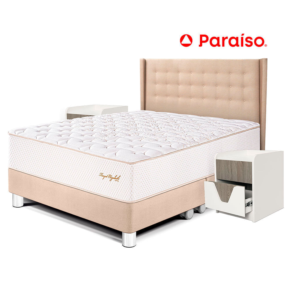 Dormitorio Royal Elizabeth King + 2 Veladores Night + Cabecera Gold Champagne