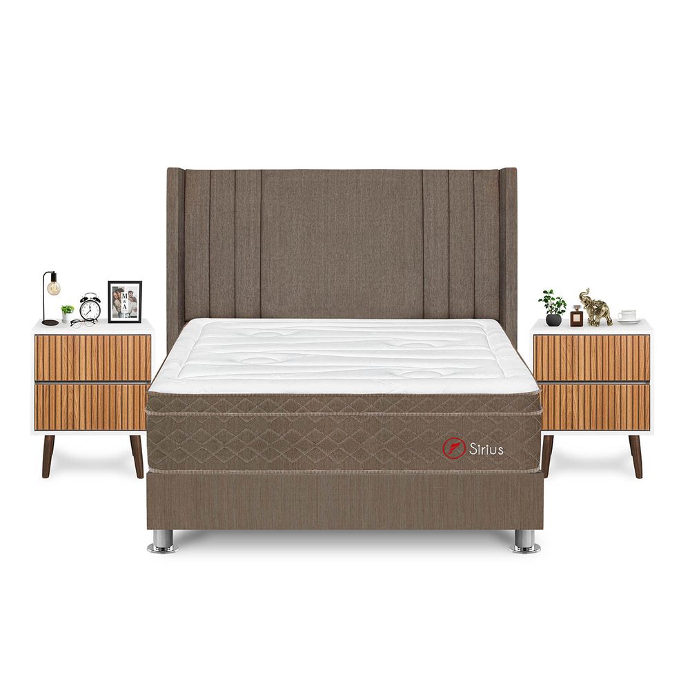 Dormitorio Sirius Queen + Velador Milan + Respaldo Marron