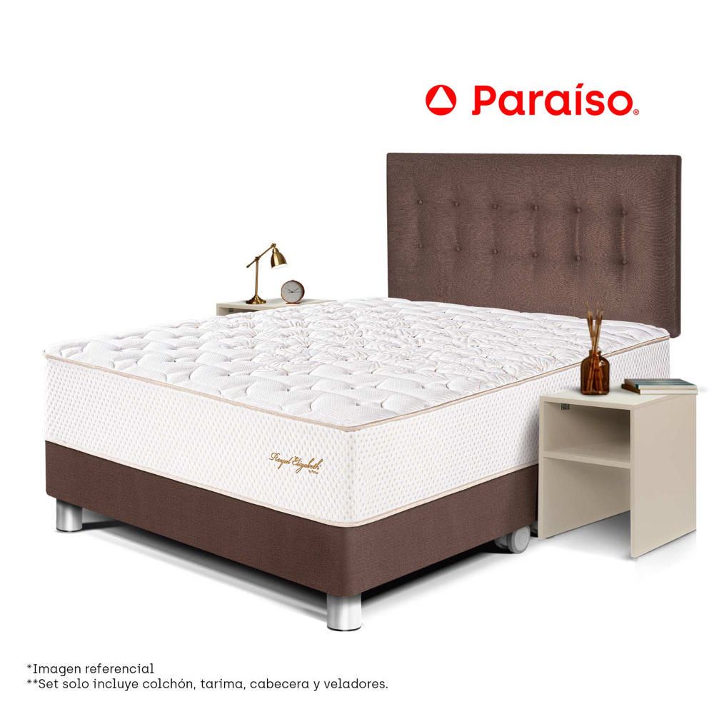 Dormitorio Royal Elizabeth Queen + Velador Repisa Chocolate