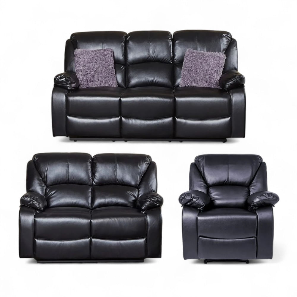 Juego De Sala Reclinable Davis 3-2-1 Cuerpos Negro