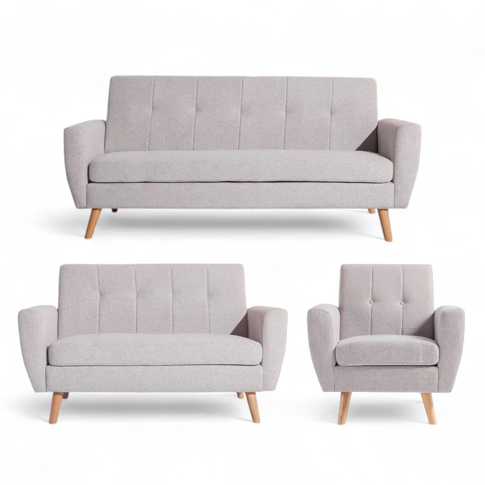 Juego De Sala Julieta 3-2-1 Cuerpos Beige