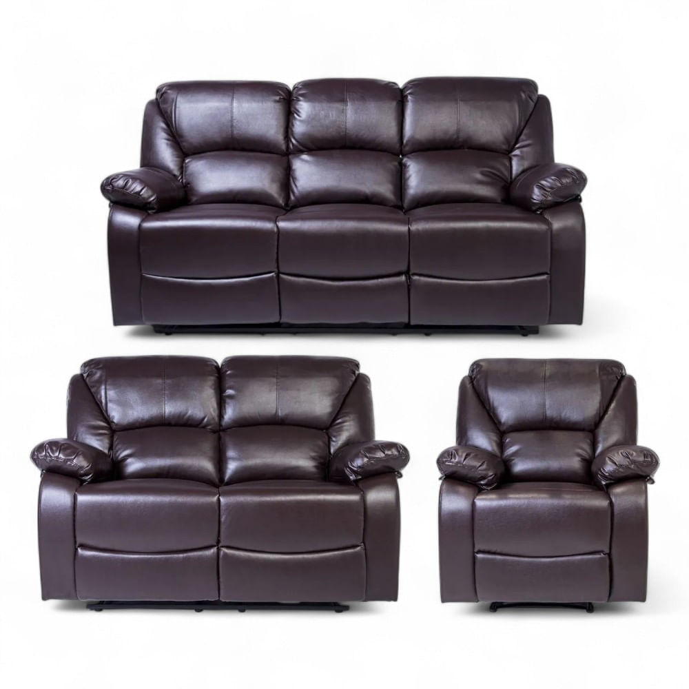 Juego De Sala Reclinable Davis 3-2-1 Cuerpos Marron