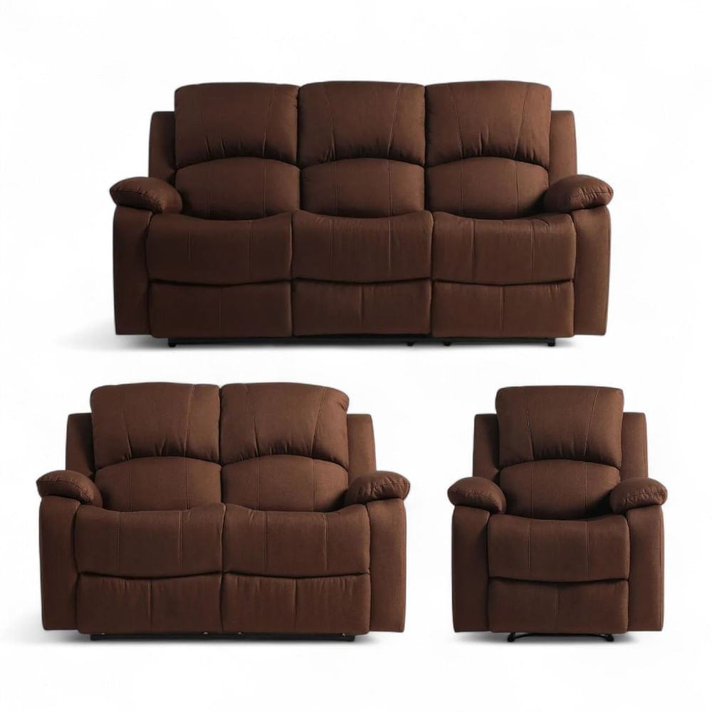 Juego De Sala Reclinable Pietro 3-2-1 Cuerpos Marron