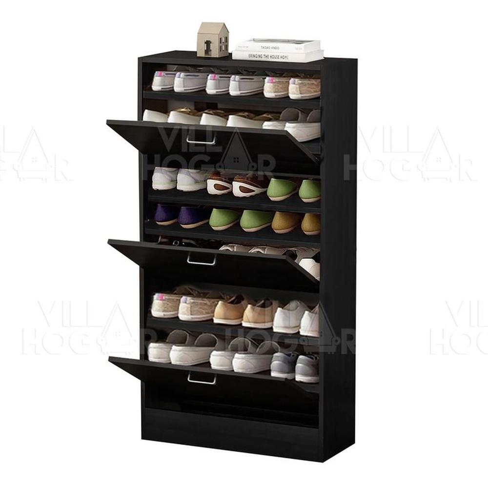 Zapatera cajonera medium negro - capacidad 27 pares de zapatos