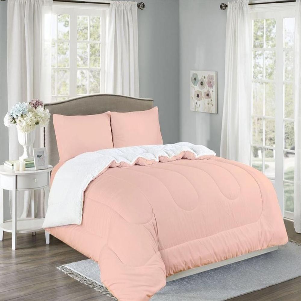 Edredón con carnero sherpa 2 plazas + Juego de sábanas 100% Algodón