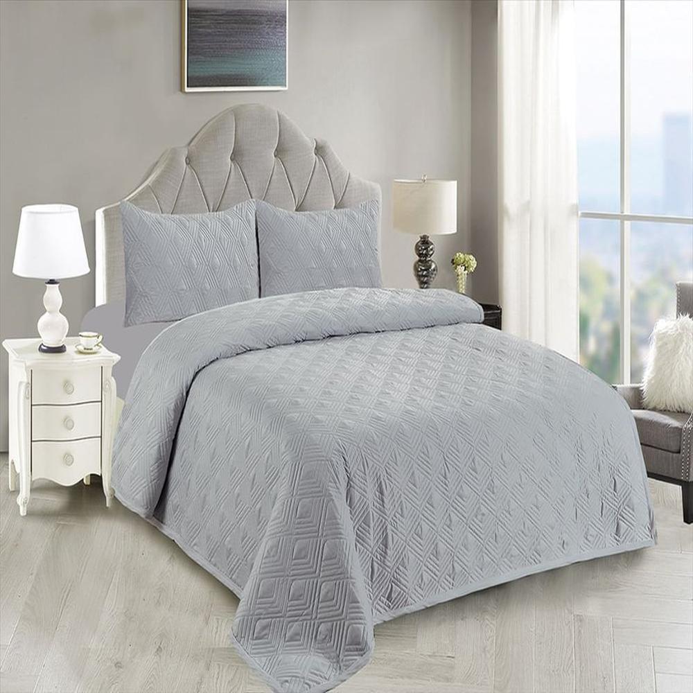 Cubrecama y Juego de sábanas Queen 100 % Algodón - PLOMO