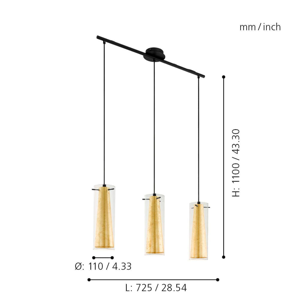 Lámpara Colgante Eglo Pinto Gold 3L
