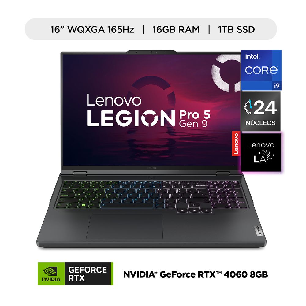 Laptop Lenovo Legion Pro 5i Intel Core i9 14900HX 16GB RAM 1TB SSD NVIDIA RTX 4060 8GB 16"" WQXGA 165Hz