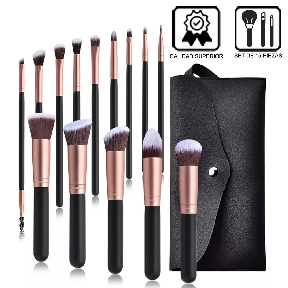 Brochas de Maquillaje Set 15 Piezas MYC320003 Negro.