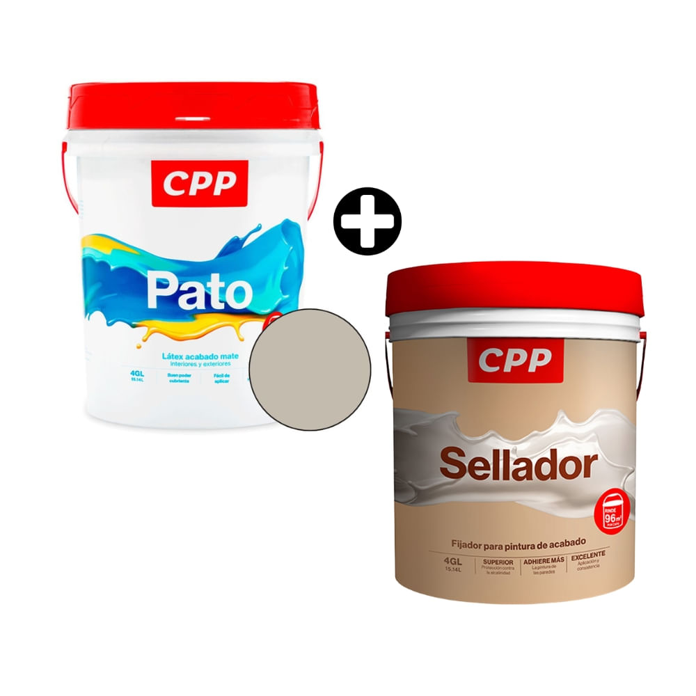 COMBO Pintura Látex Pato CPP Blanco Humo 4 galones + Sellador CPP 4 galones