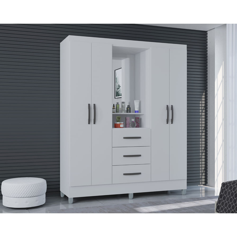 Ropero Portugal 4 Puertas 3 Cajones Blanco