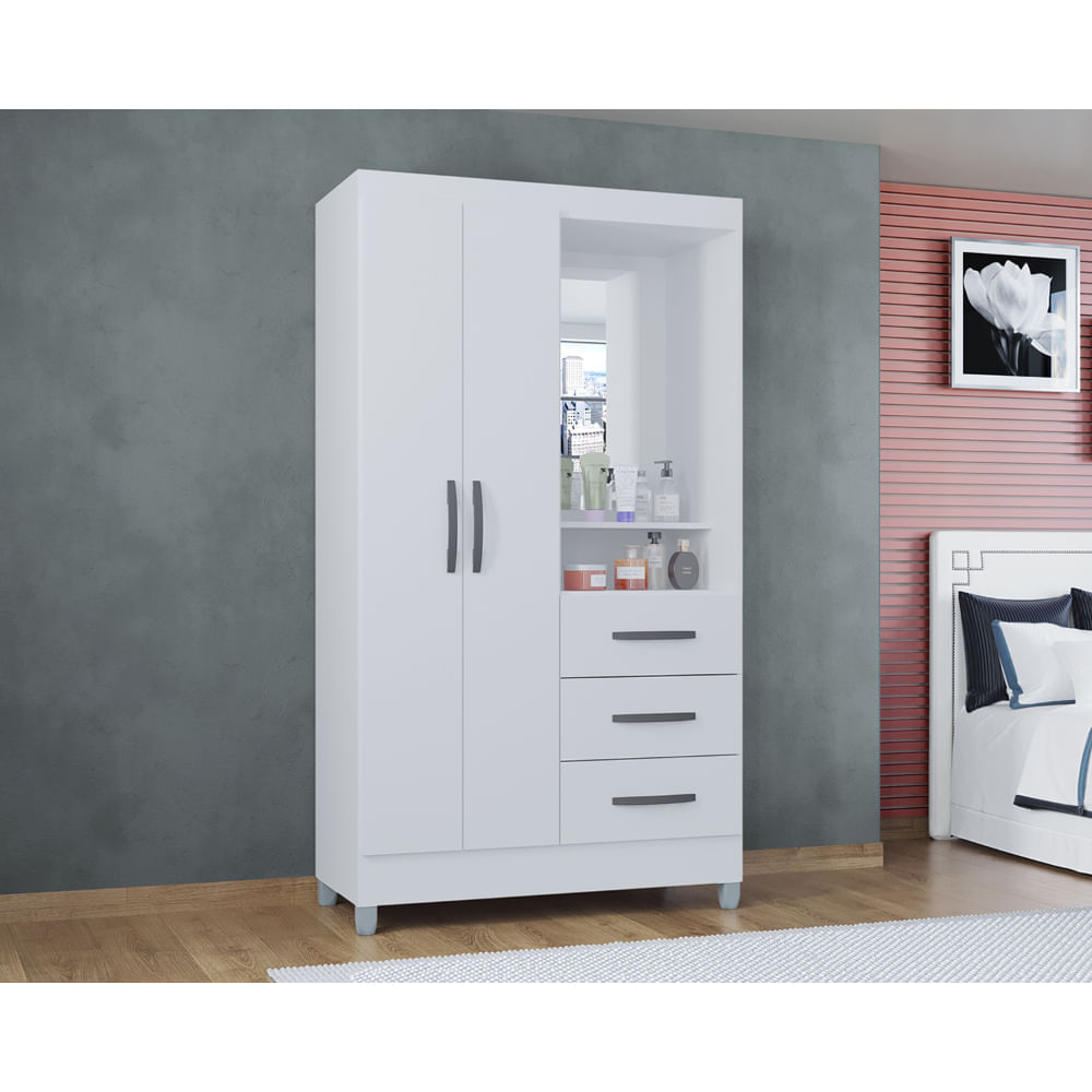 Ropero Portugal 2 Puertas 3 Cajones Blanco