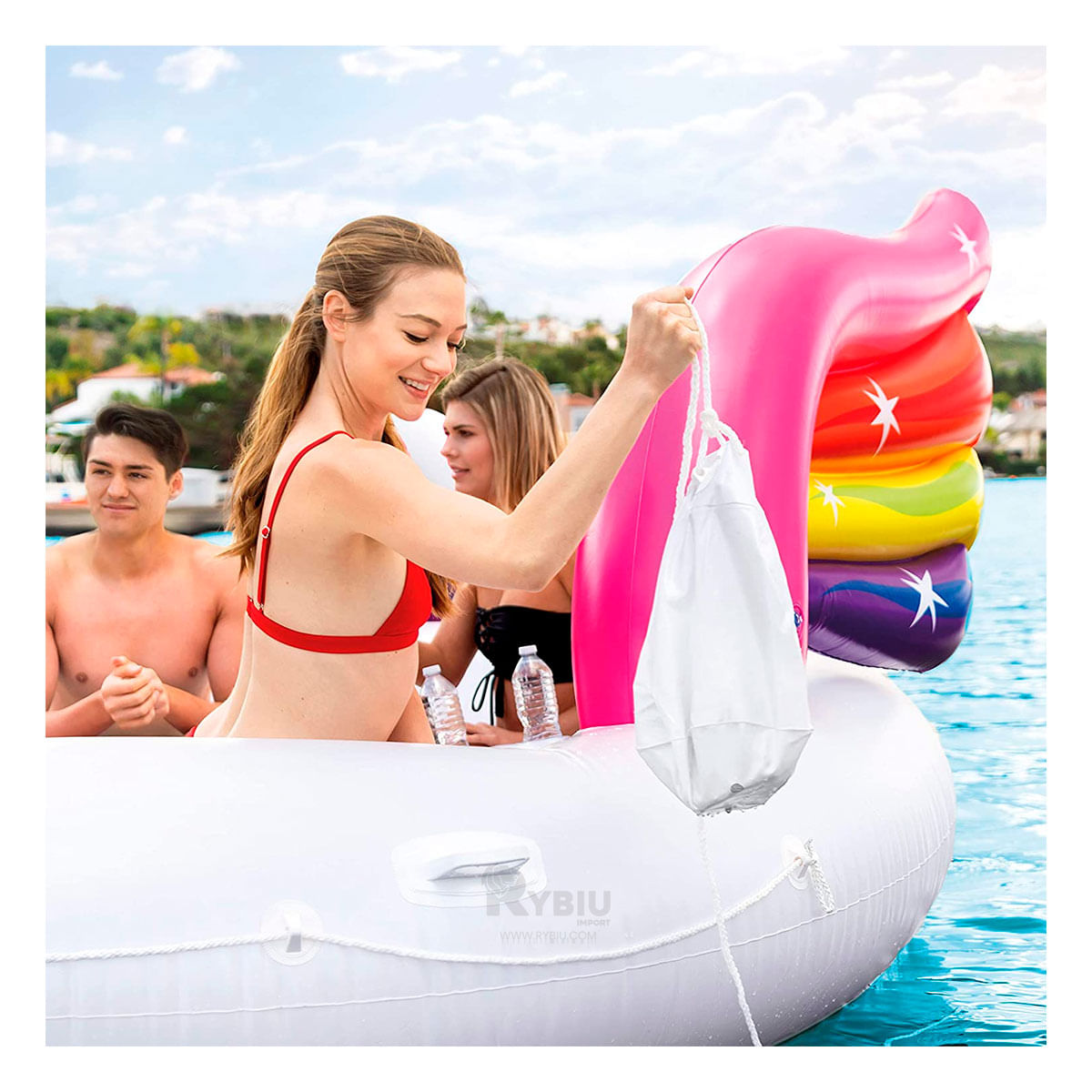 Bote Unicornio Divertido de Color Blanco Y+Papel de Regalo