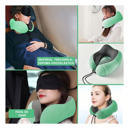 Almohada de Cuello para Viajar en Verde Almohada de Cuello para Viajar en Verde