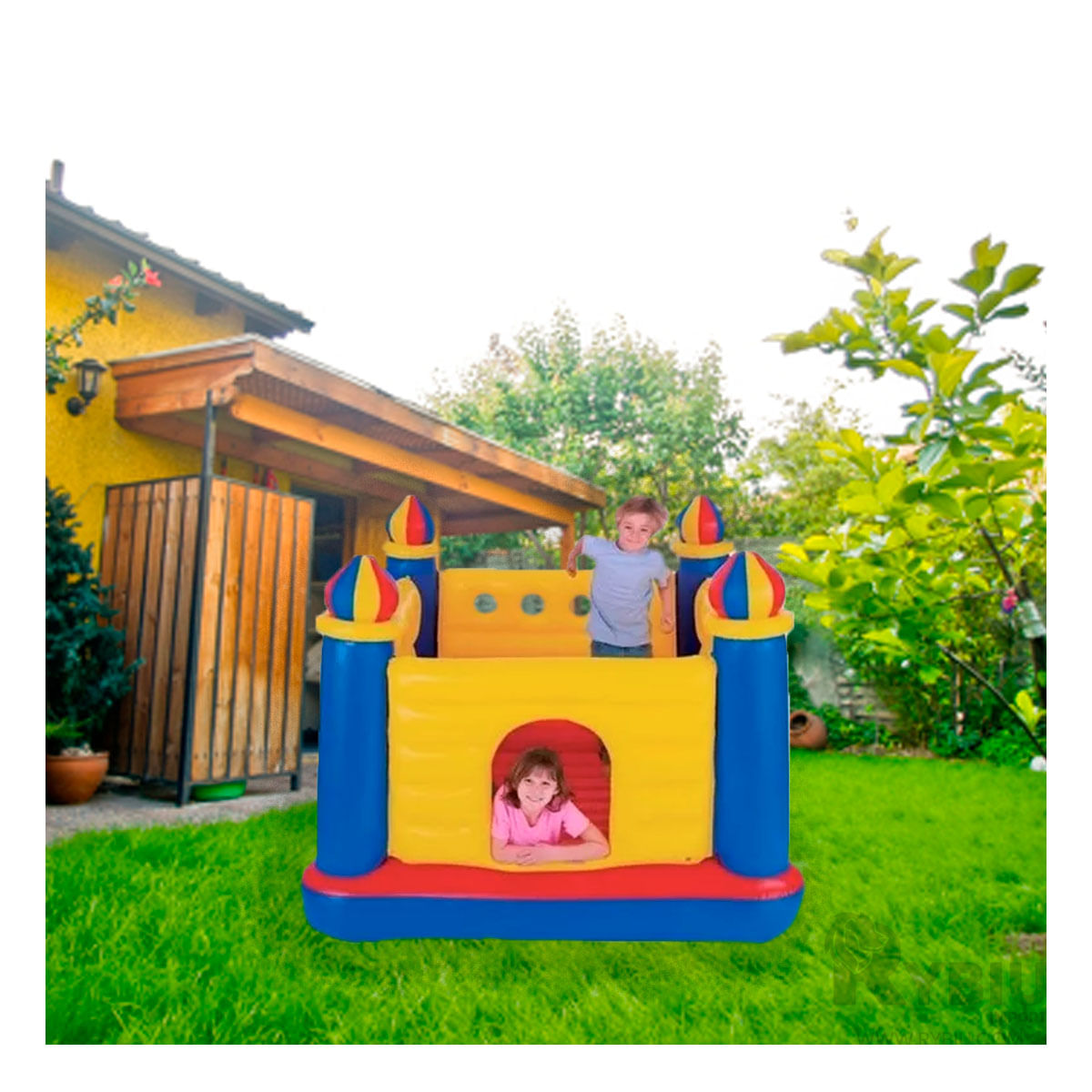 Castillo Resistente de Color Amarillo Y+Stickers